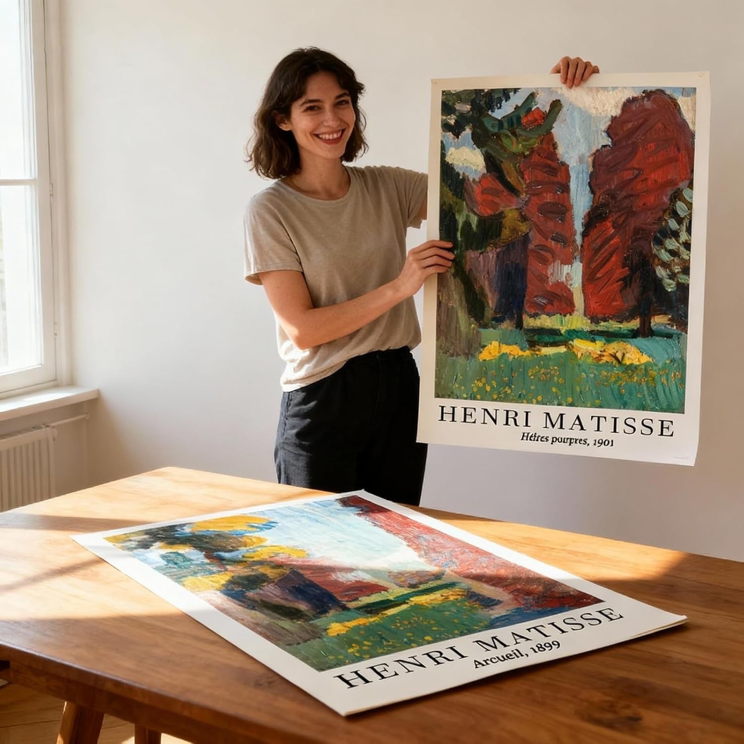 Abstract Landscape Wall Art Set of 3 Vintage Canvas Prints Unframed 40x50cm