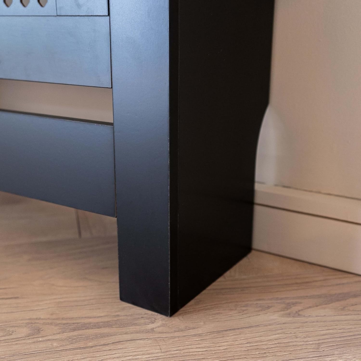 Black Radiator Cover with Drawer Diamond Slat W112xH96cm