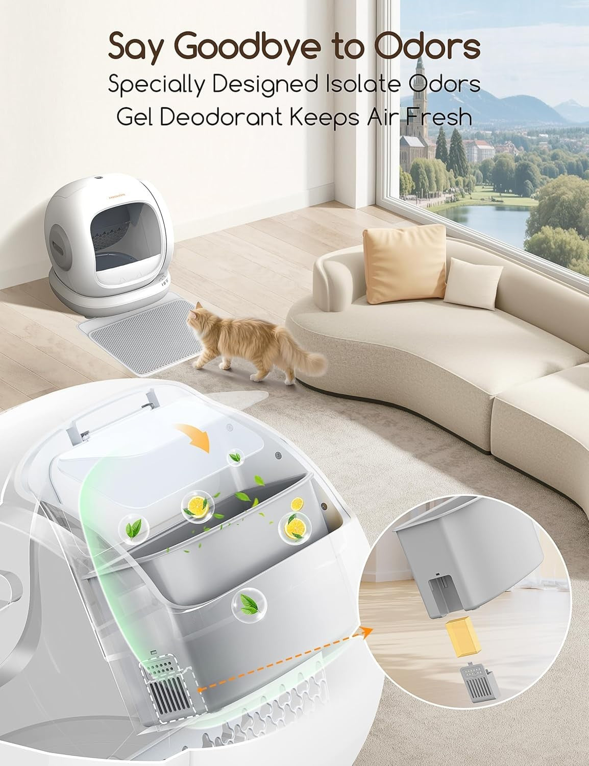 Self Cleaning Cat Litter Box App Control 75L XL Multi Cat Smart Tray