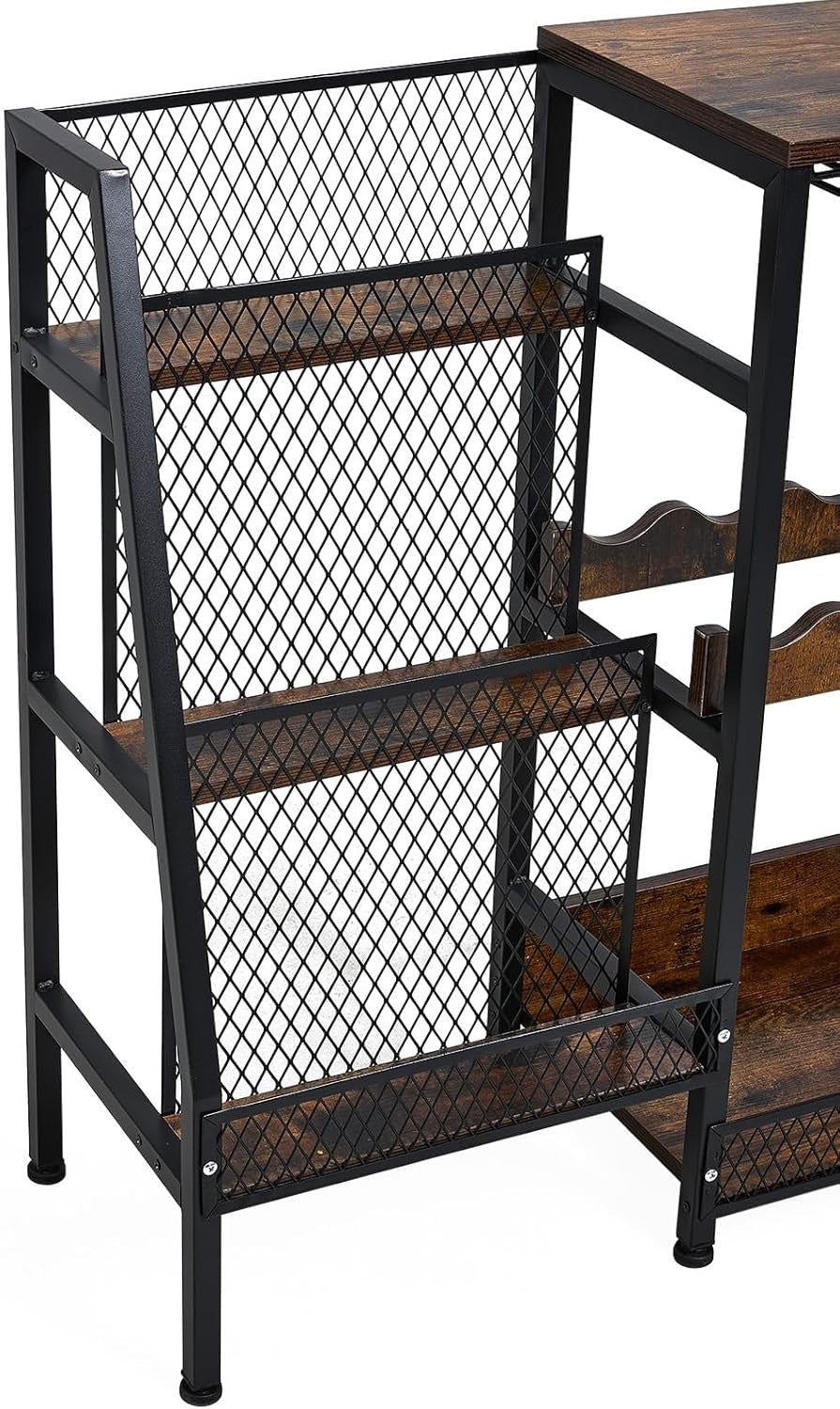 Free Standing Mini Bar Drinks Cabinet Wine Rack, 3-Tier Liquor Display