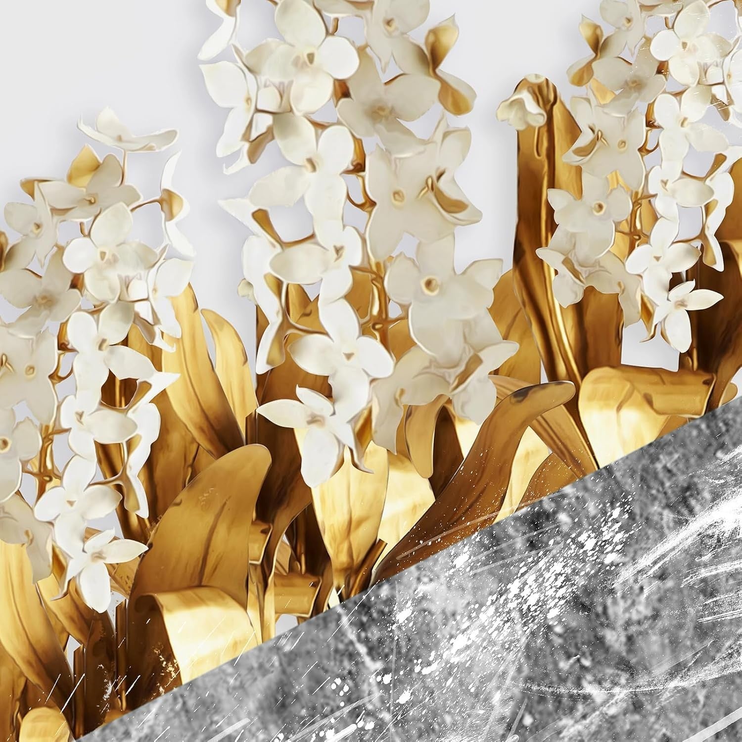 Luxury Gold Wall Art Set of 3 Framed 16x24 Modern Leaf