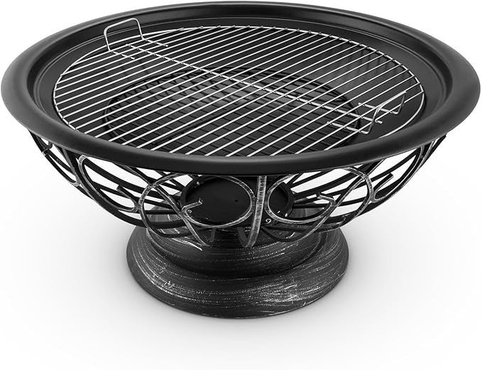 Large Outdoor Fire Pit BBQ Grill Bowl 75cm Steel Garden Heater Fireplace Safe