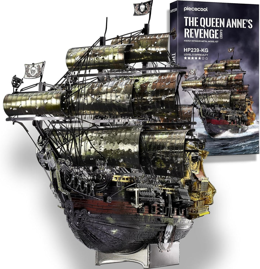 3D Metal Pirate Ship Puzzle Queen Annes Revenge Model Kit 439PCS Gift