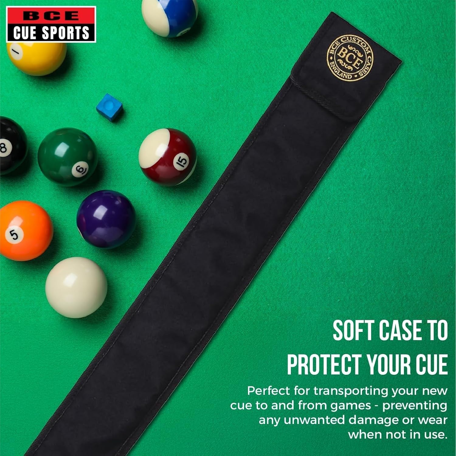 57in 2 Piece Snooker Pool Cue Ash Shaft 9.5mm Tip Soft Case