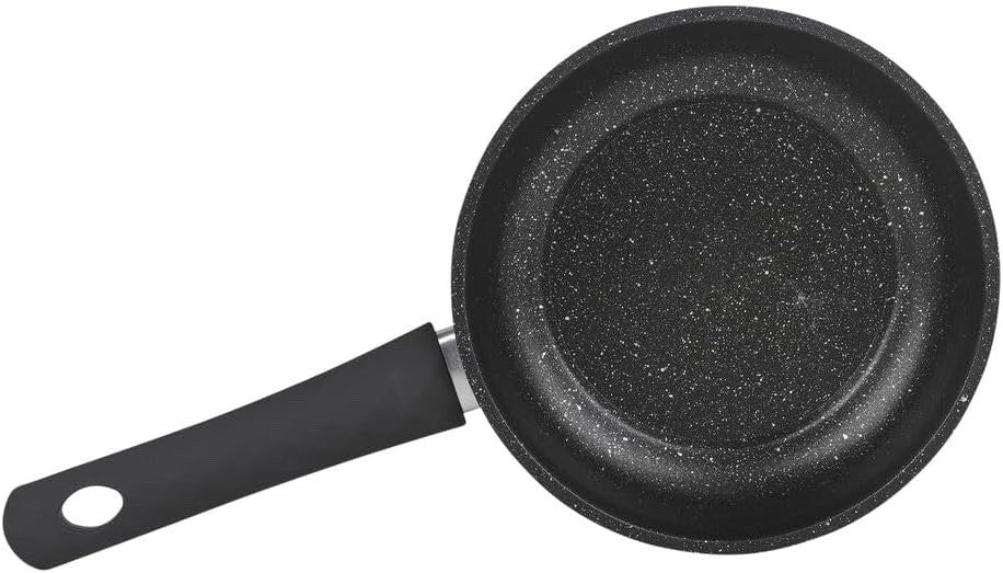 24cm Non Stick Frying Pan Black Marble Coating, Induction Safe Soft Touch Handle