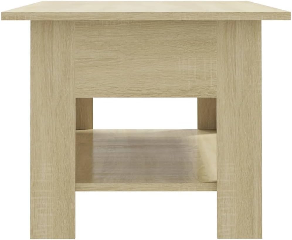 Modern Sonoma Oak Coffee Table with Storage Shelf – Stylish & Functional