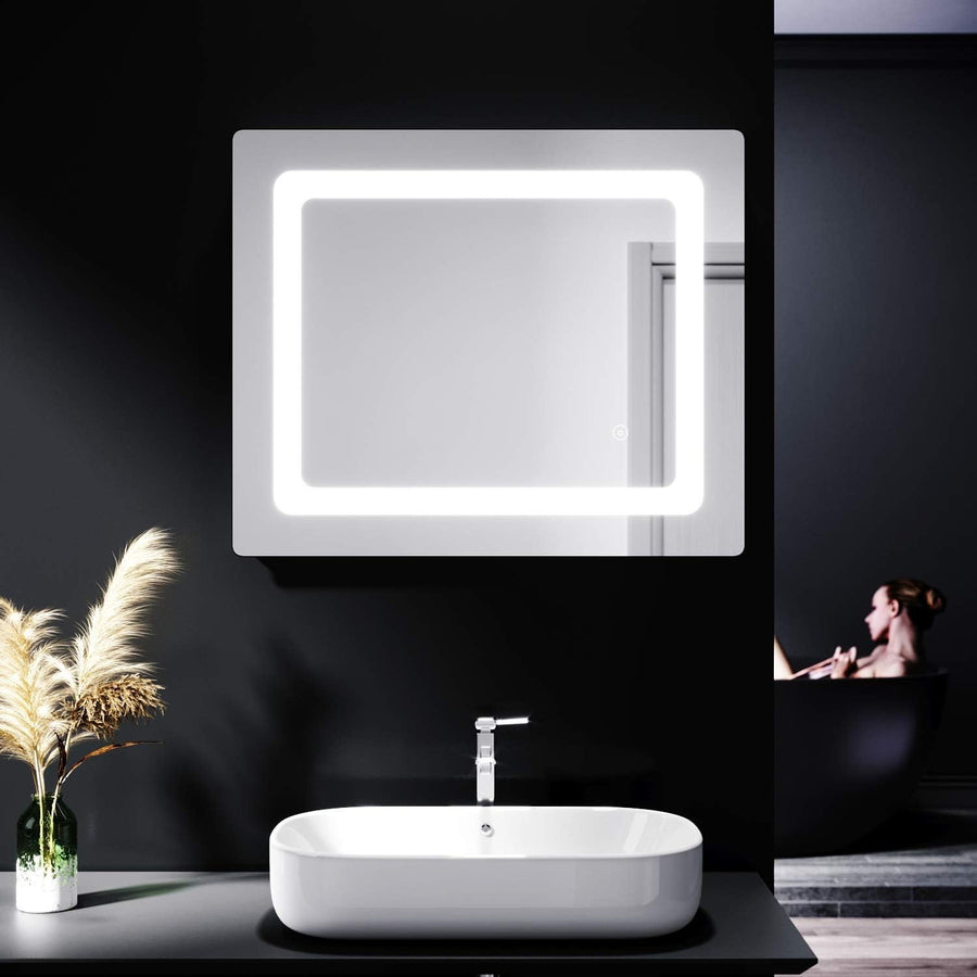 LED Bathroom Mirror 600x500mm Wall Mounted Light Demister Shaver Socket