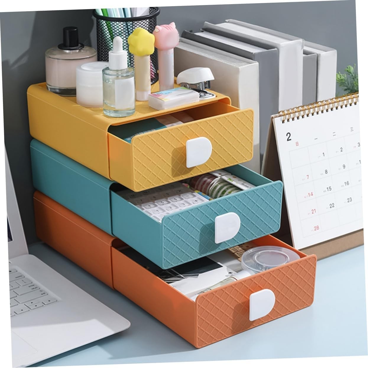Desk Organizer Drawer Storage Box Stationery Makeup Holder 4-Tier