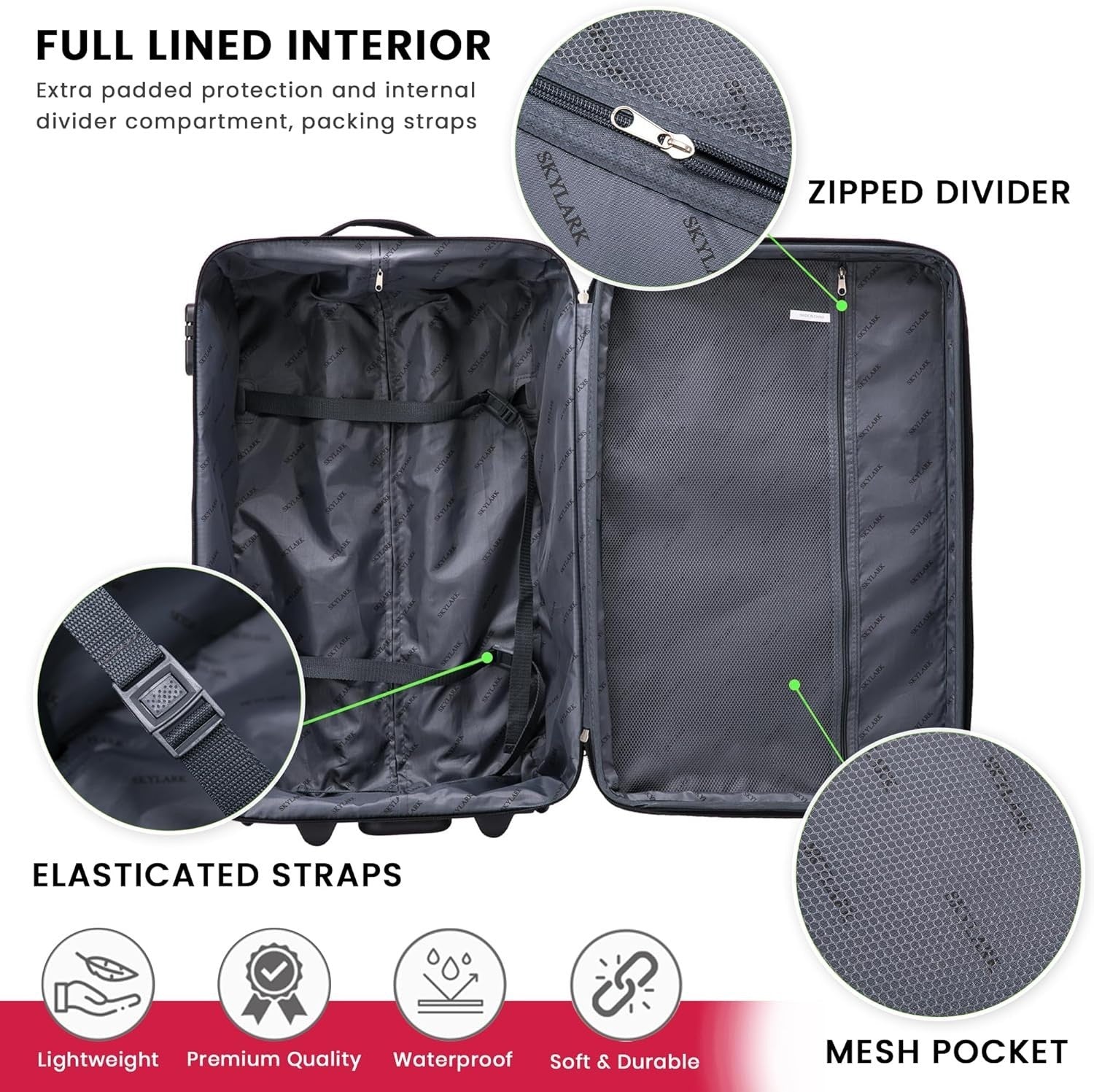 32'' Extra Large Soft Shell Suitcase Expandable Lightweight 2 Wheel Lock