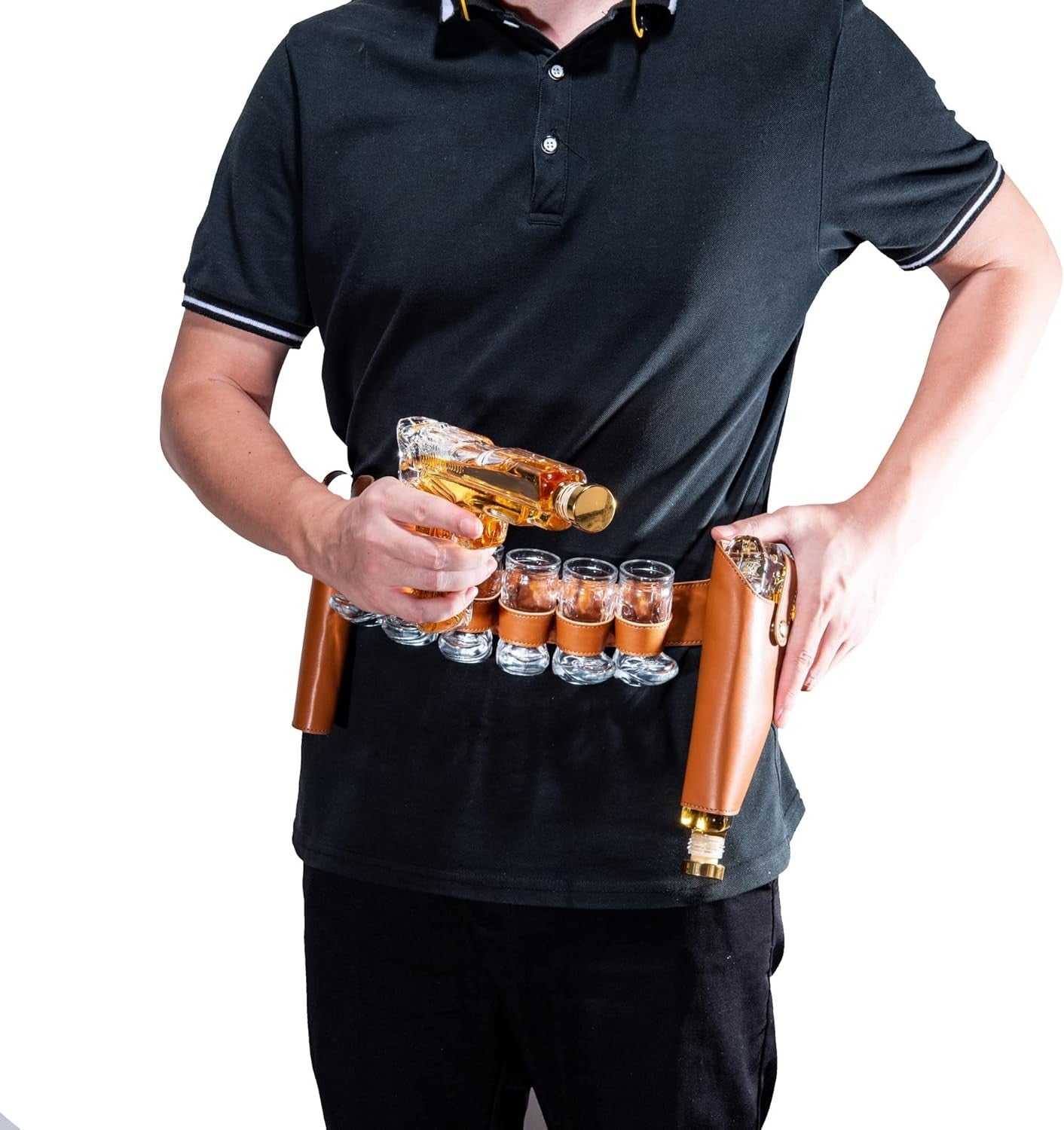 Whiskey Gun Decanter Set with Shot Glasses & Holster – Party Bar Gift