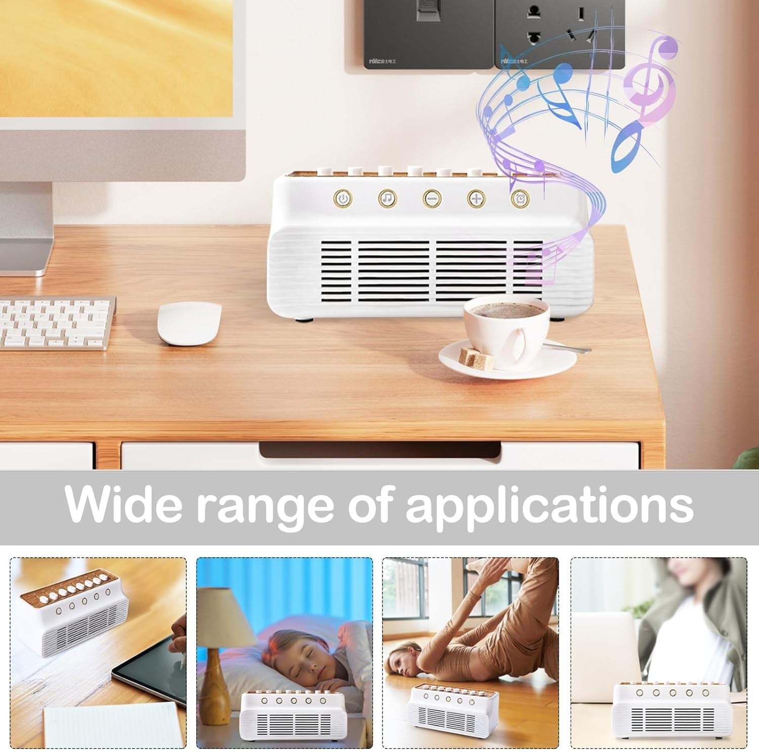 White Noise Machine for Sleep & Relaxation – 8 Nature Sounds, Night Light, Timer