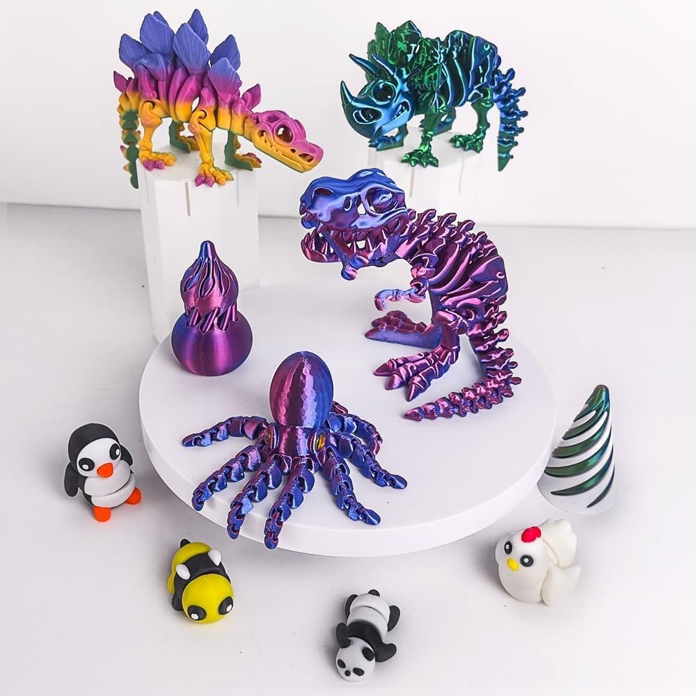 10PCS 3D Printed Fidget Toys Animals Dinosaurs Spiral Cone Stress Relief