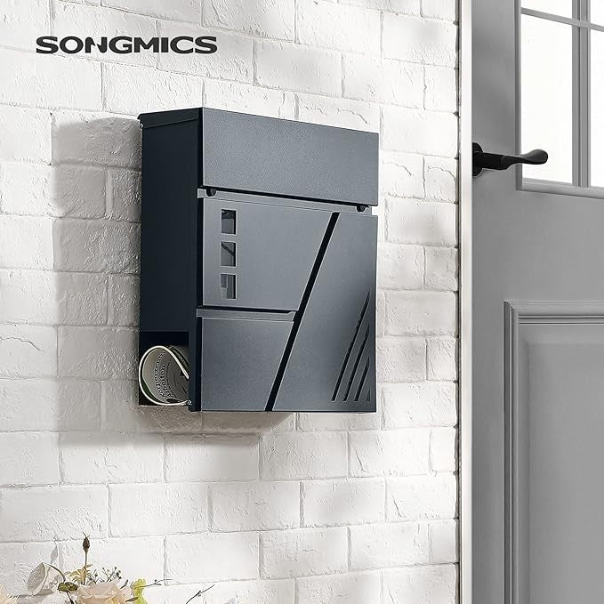 Wall Mounted Letter Box with Lock Keys Viewing Window Newspaper Compartment