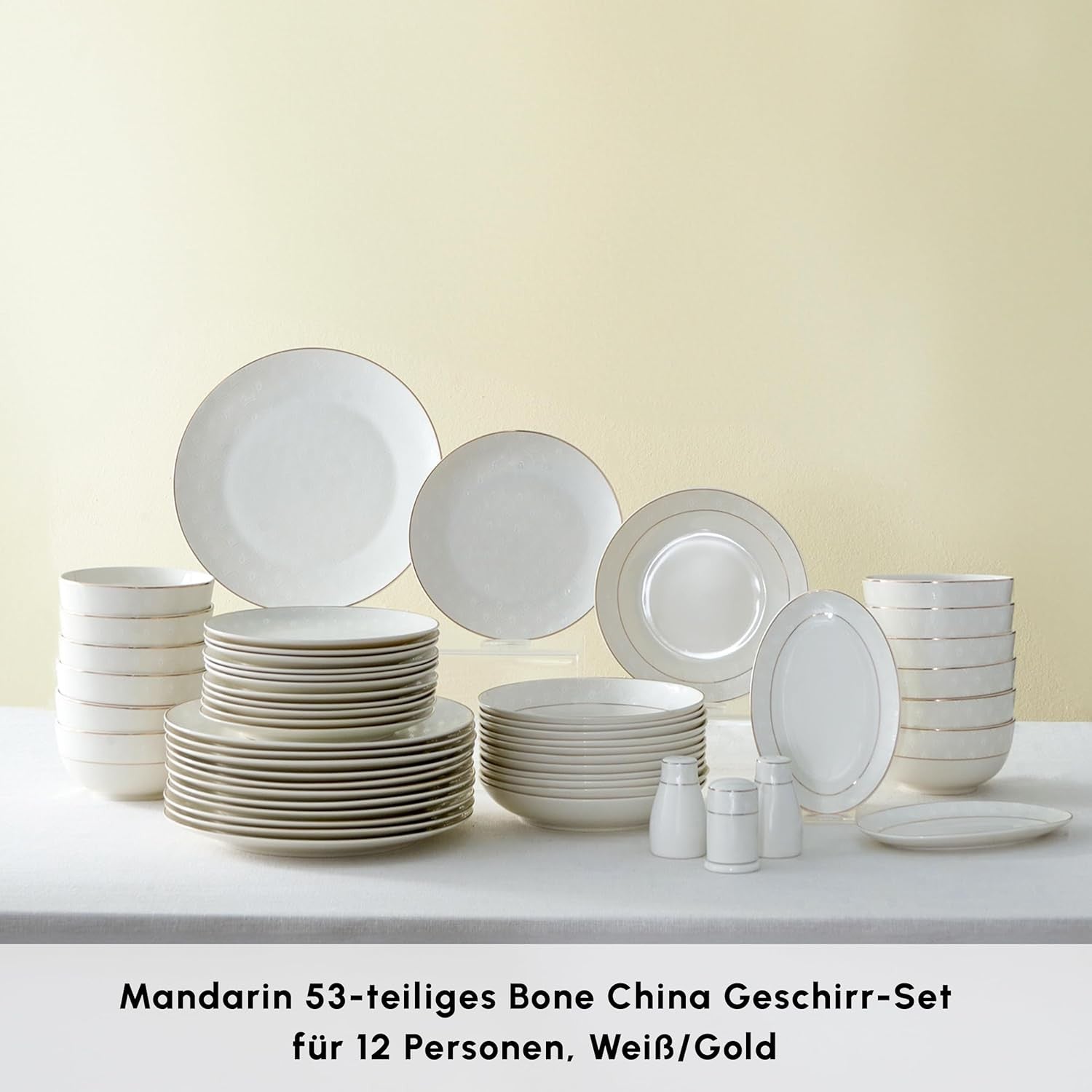 Karaca Mandarin White Dinnerware Sets, Modern Kitchen Dinner Set for 12 People,