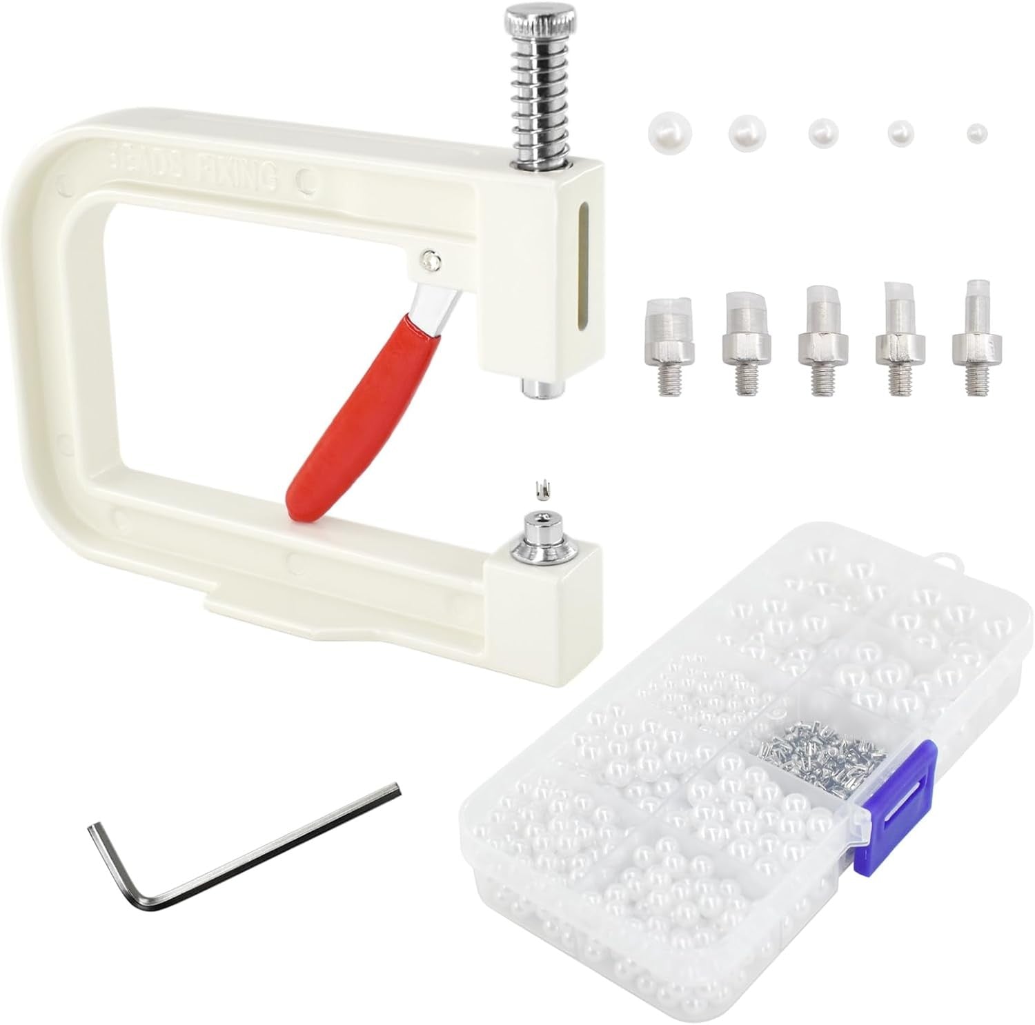 Pearl Setting Hand Press Machine Kit White Beads Rivet Tool DIY