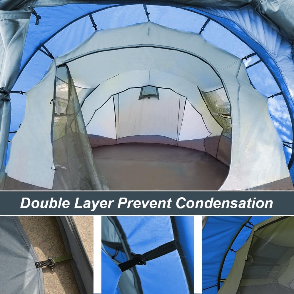 4-6 Person Pop Up Camping Tent Waterproof 4 Season 5 Windows
