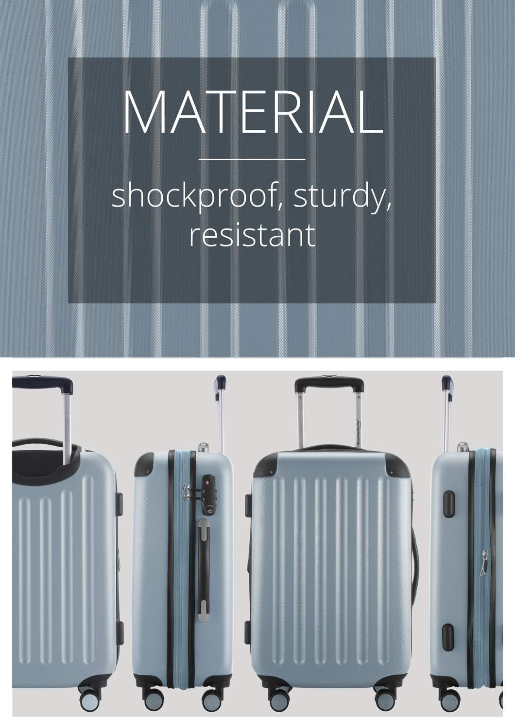 55cm Carry On Hard Shell Suitcase Lightweight ABS Spinner Cabin Luggage 42L