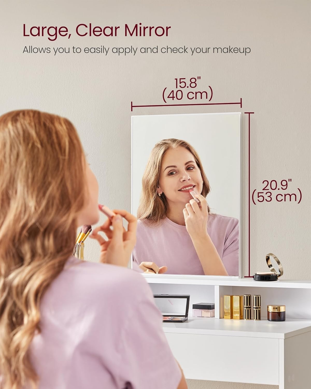 Modern Makeup Vanity Dressing Table Desk Storage Drawers Mirror White Wood