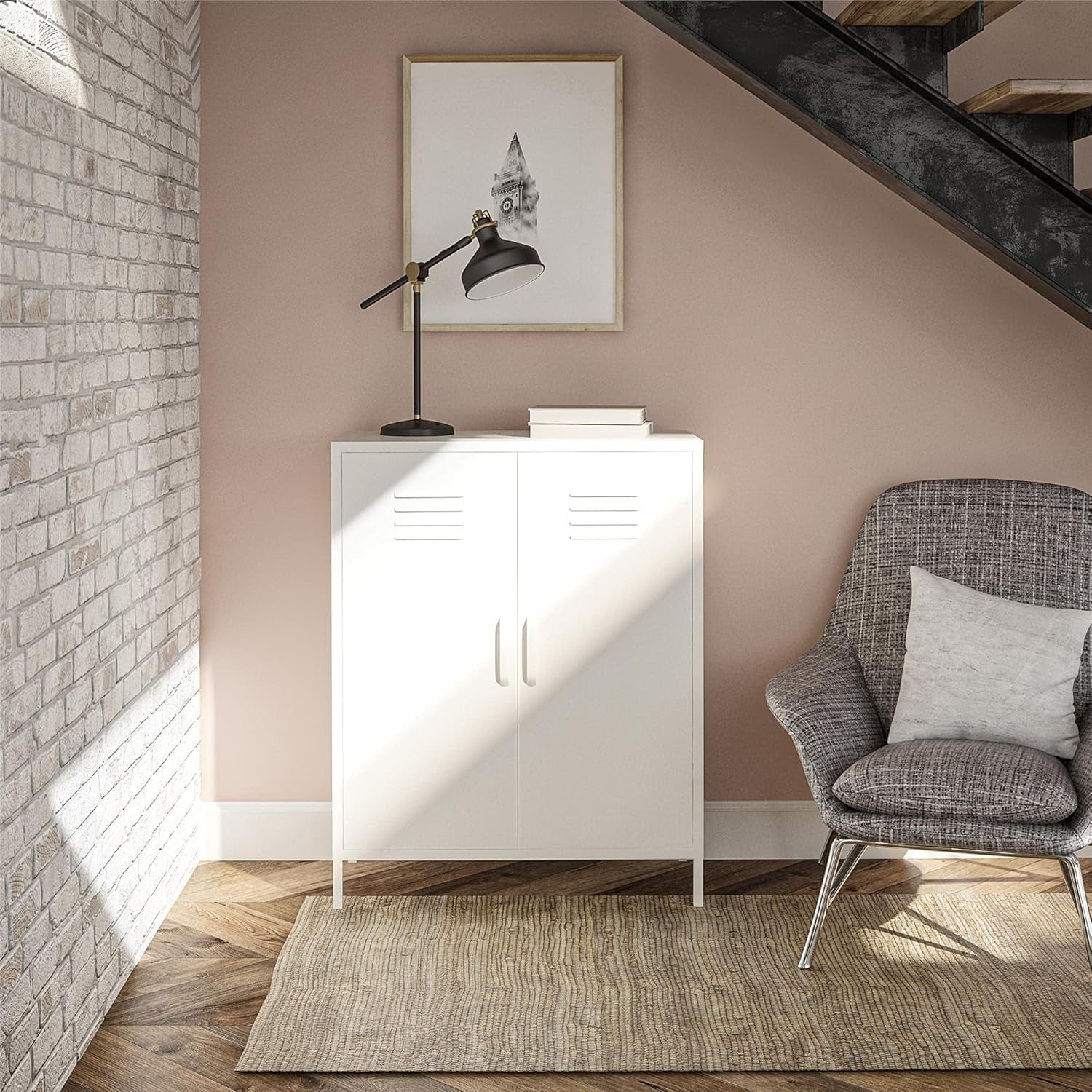 Metal Storage Cabinet 2 Doors 3 Shelves Scratch Resistant 80x40x102cm