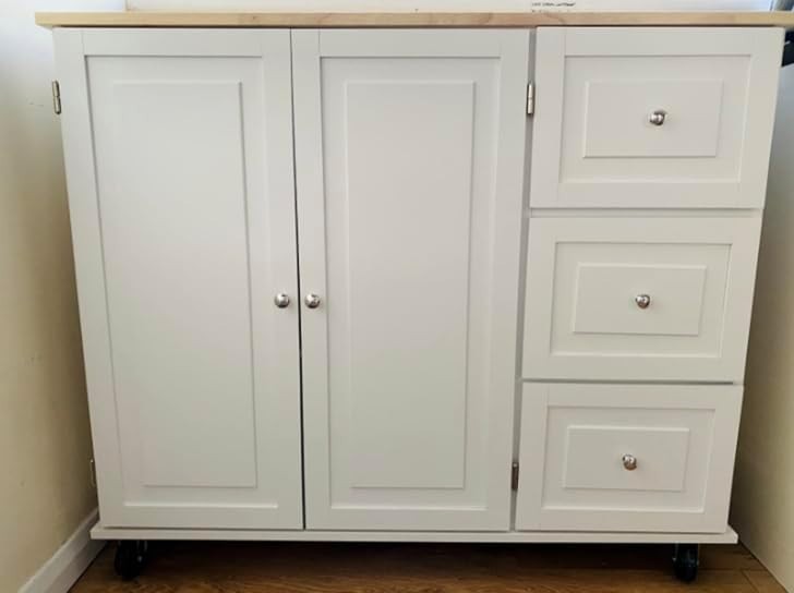 Kitchen Island Trolley with Drop Leaf & Drawer White 111.5x45-75x89cm
