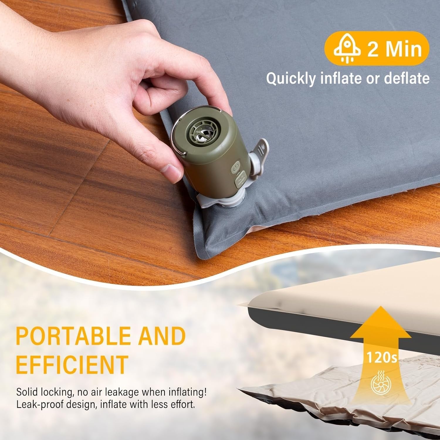 SUV Air Mattress Car Bed Inflatable Camping Pad Memory Foam 2-Person