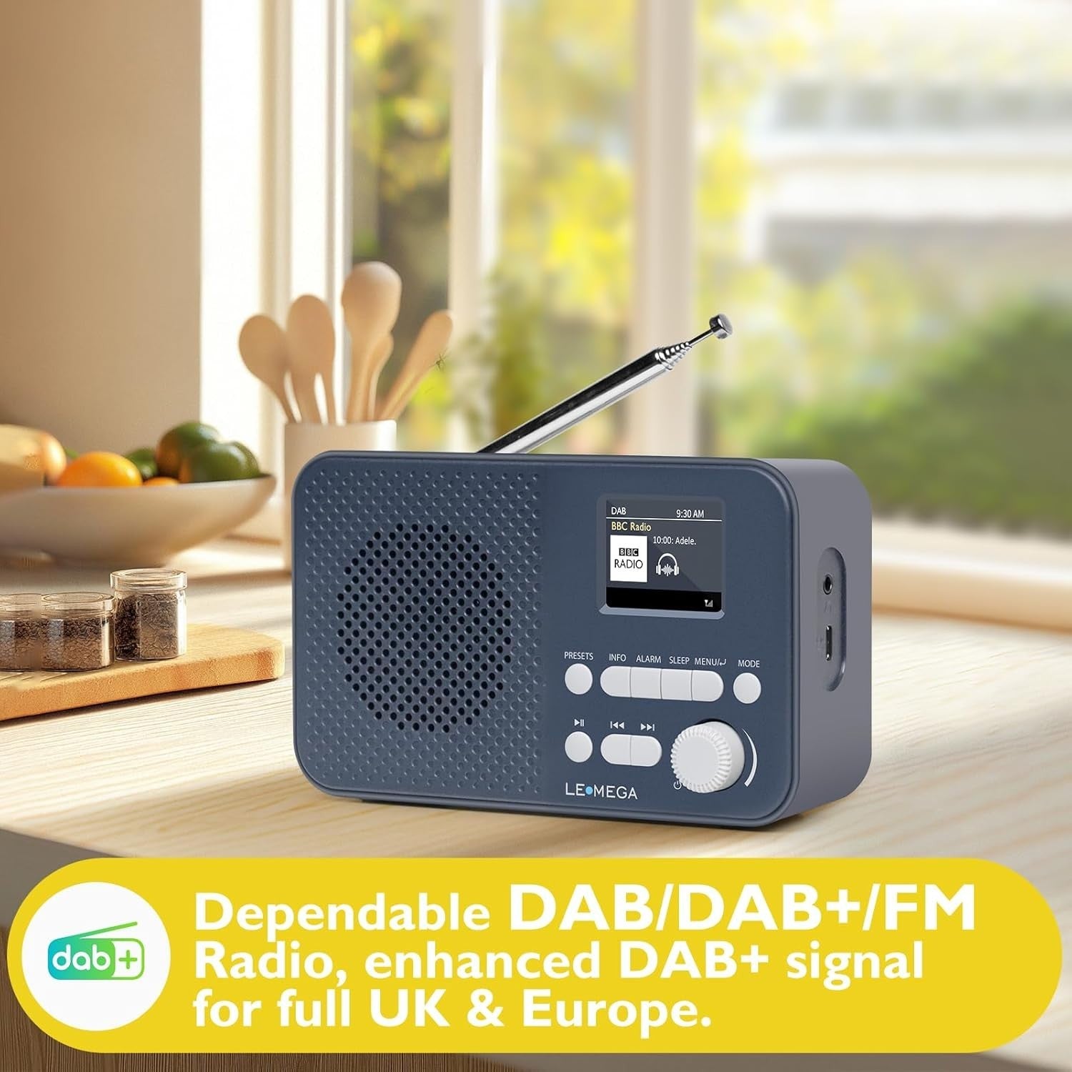 Portable DAB+ FM Radio Bluetooth Alarm Clock 15Hr Battery Colour