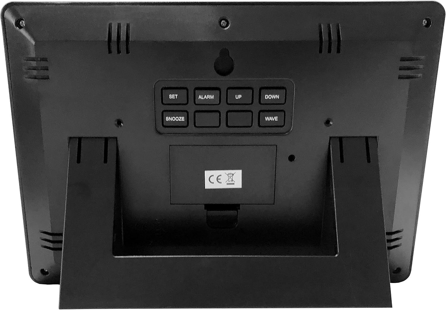 Large LCD Radio-Controlled Wall Clock Black Silent Auto-Set Temp Day Date