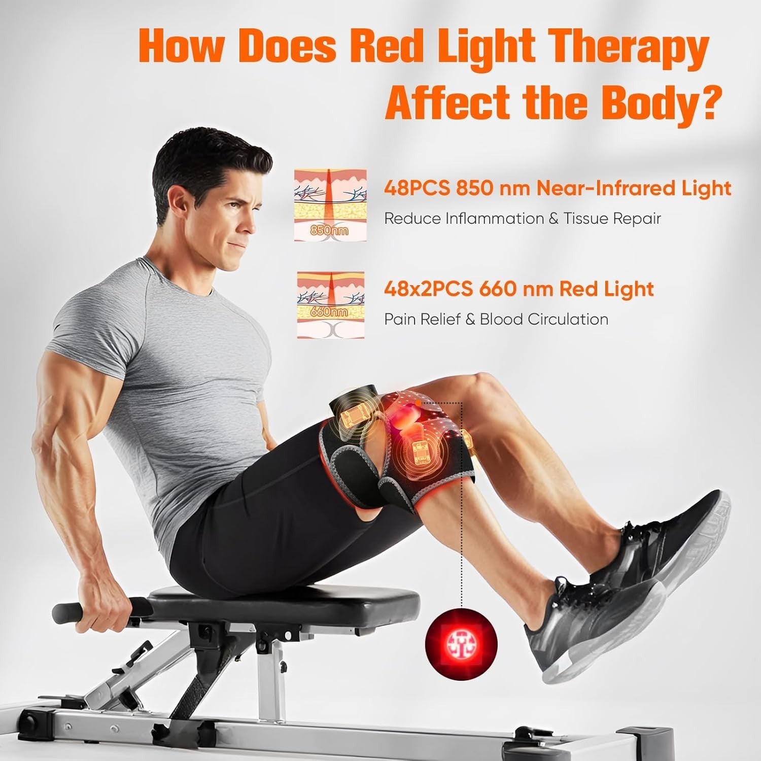 Red Light Knee Massager Infrared Heat Therapy Joint Pain Relief Brace