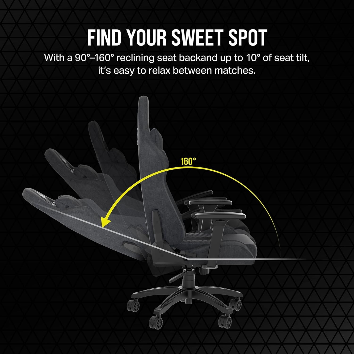 Relaxed Gaming Chair – Fabric Adjustable Seat Grey & Black