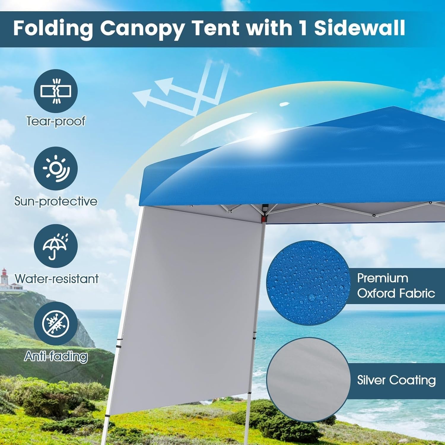 3x3M Blue Pop-Up Canopy Tent UPF50+ Sunshade Outdoor Party Gazebo