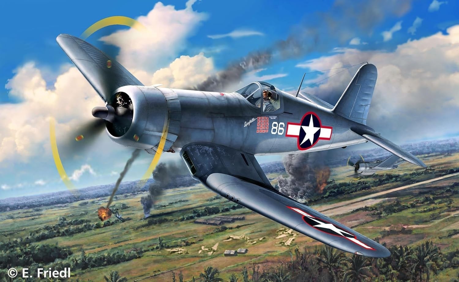 1:72 F4U-1D Corsair Fighter Jet Model Kit • Unpainted • 63-Piece Set