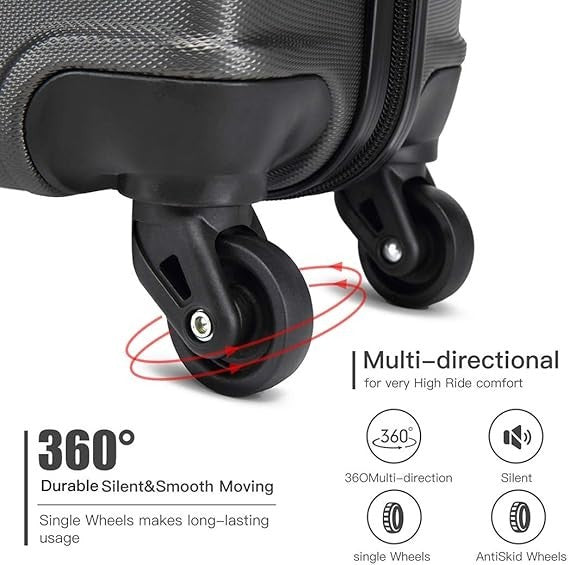 66cm ABS+PC Checked Suitcase Lightweight Spinner Trolley TSA Secure Lock