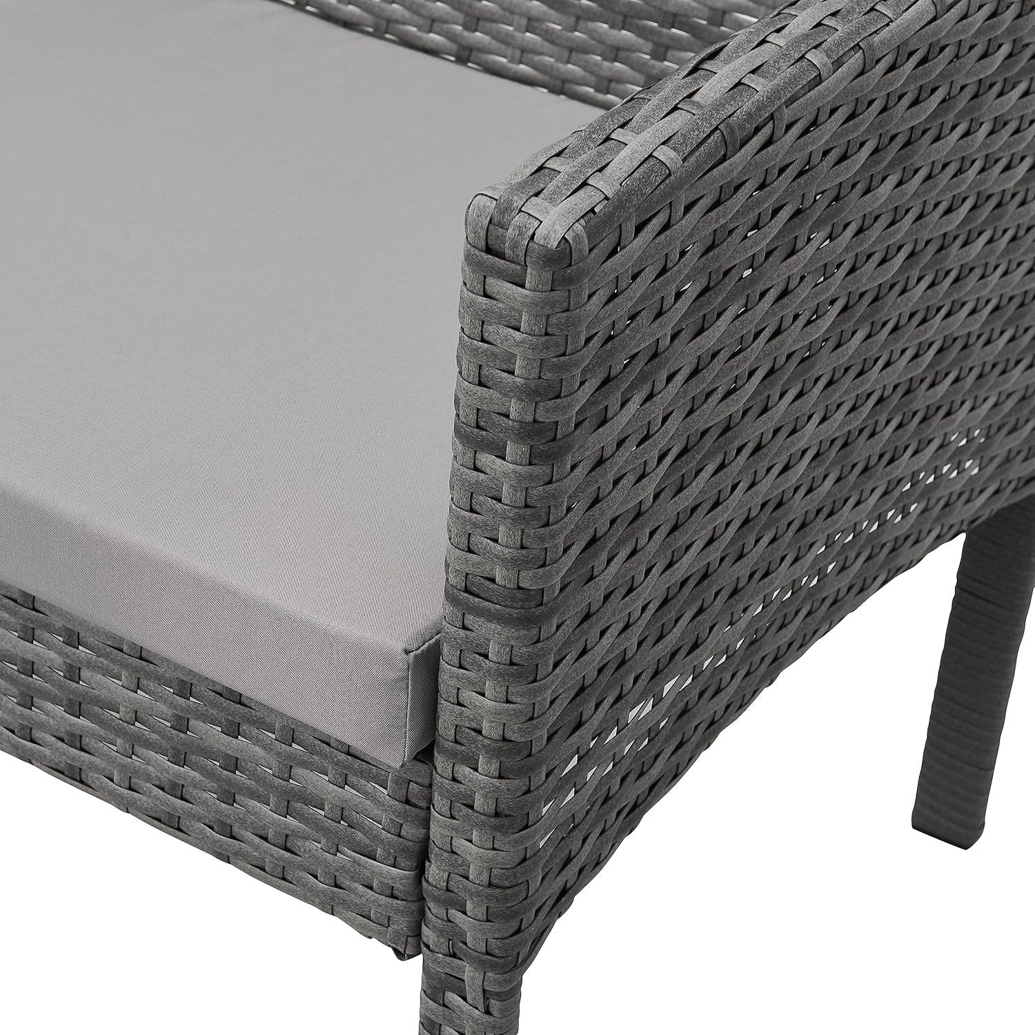Grey Rattan Garden Furniture Set 4 Seater Outdoor Sofa Chairs Table