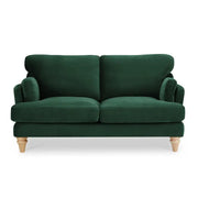 Luxury Green Velvet 2 Seater Sofa Modern Deep Seat Cushions Solid Wood Legs