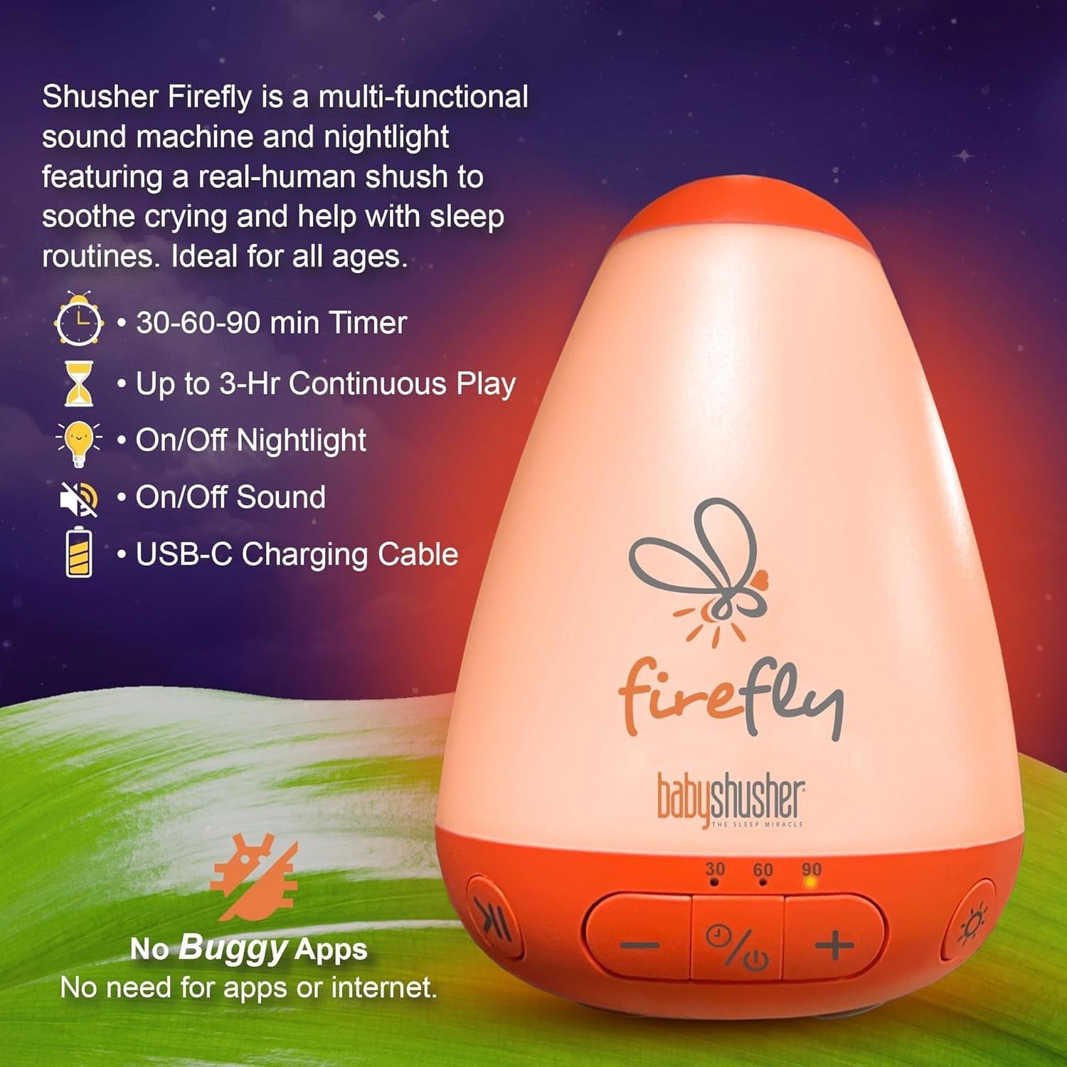Baby Soother with Nightlight & White Noise | Portable Sleep Sound Machine