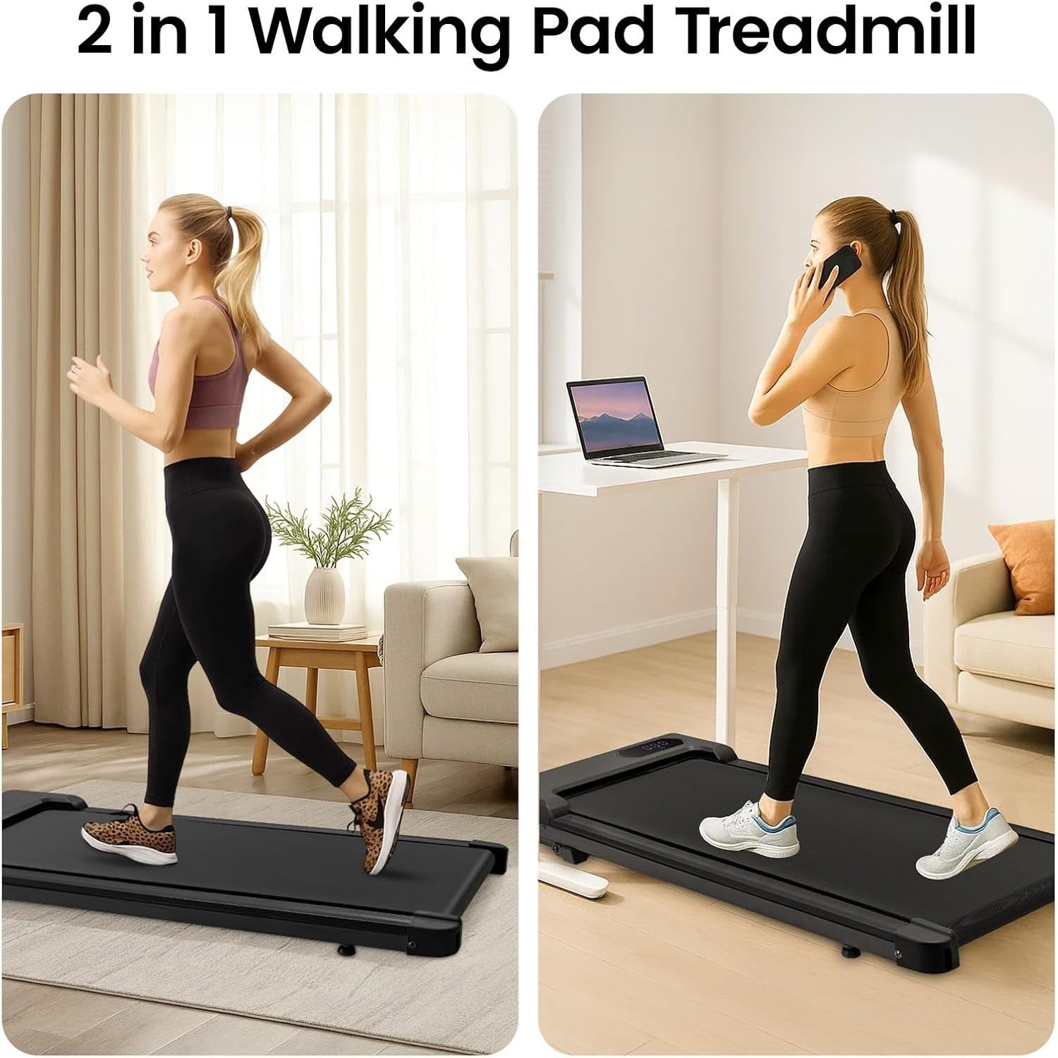 Under Desk Walking Treadmill 1-6KM/H LED Display Portable Home Office