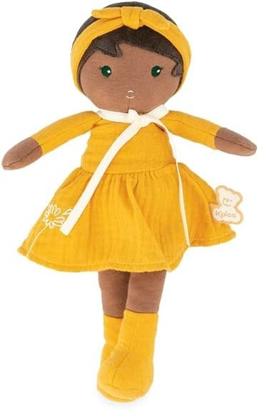 25cm Soft Fabric Rag Doll Yellow Dress Personalised Ribbon Newborn Gift Box