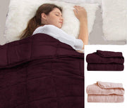Weighted Blanket 7lbs Plum Reversible Fleece Huggy Anxiety Relief
