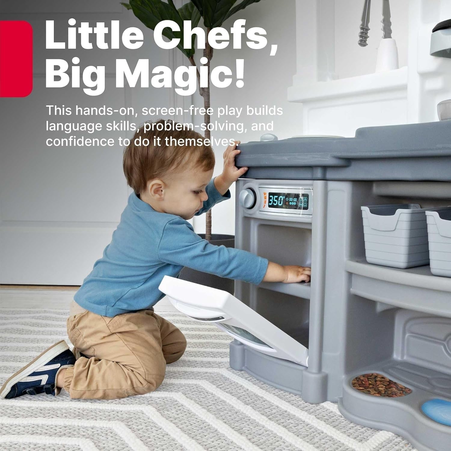 Kids Play Kitchen w/ Accessories Modern Gray Pretend Toy Set