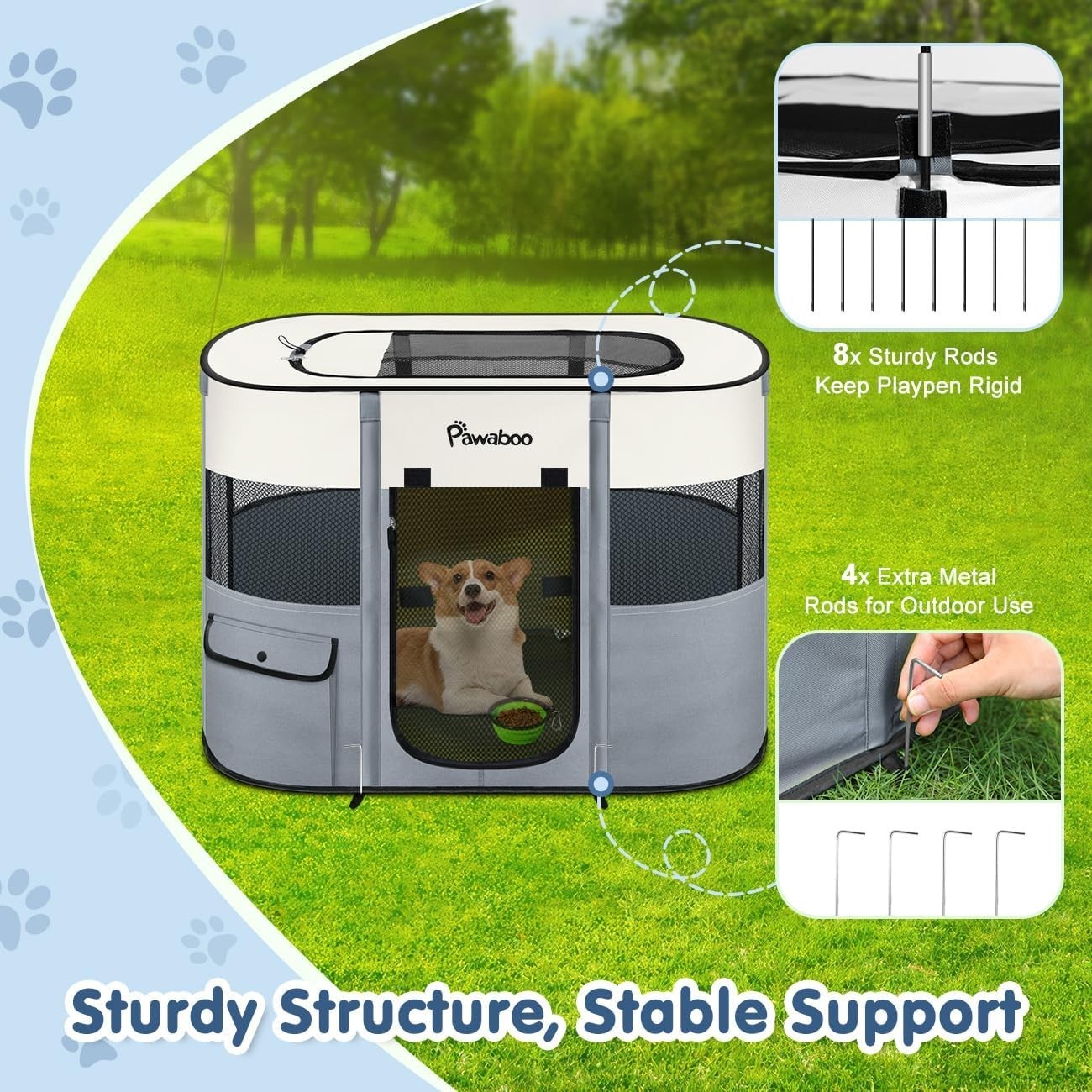 Foldable Portable Pet Playpen 90x70x60cm Waterproof Indoor Outdoor Cage