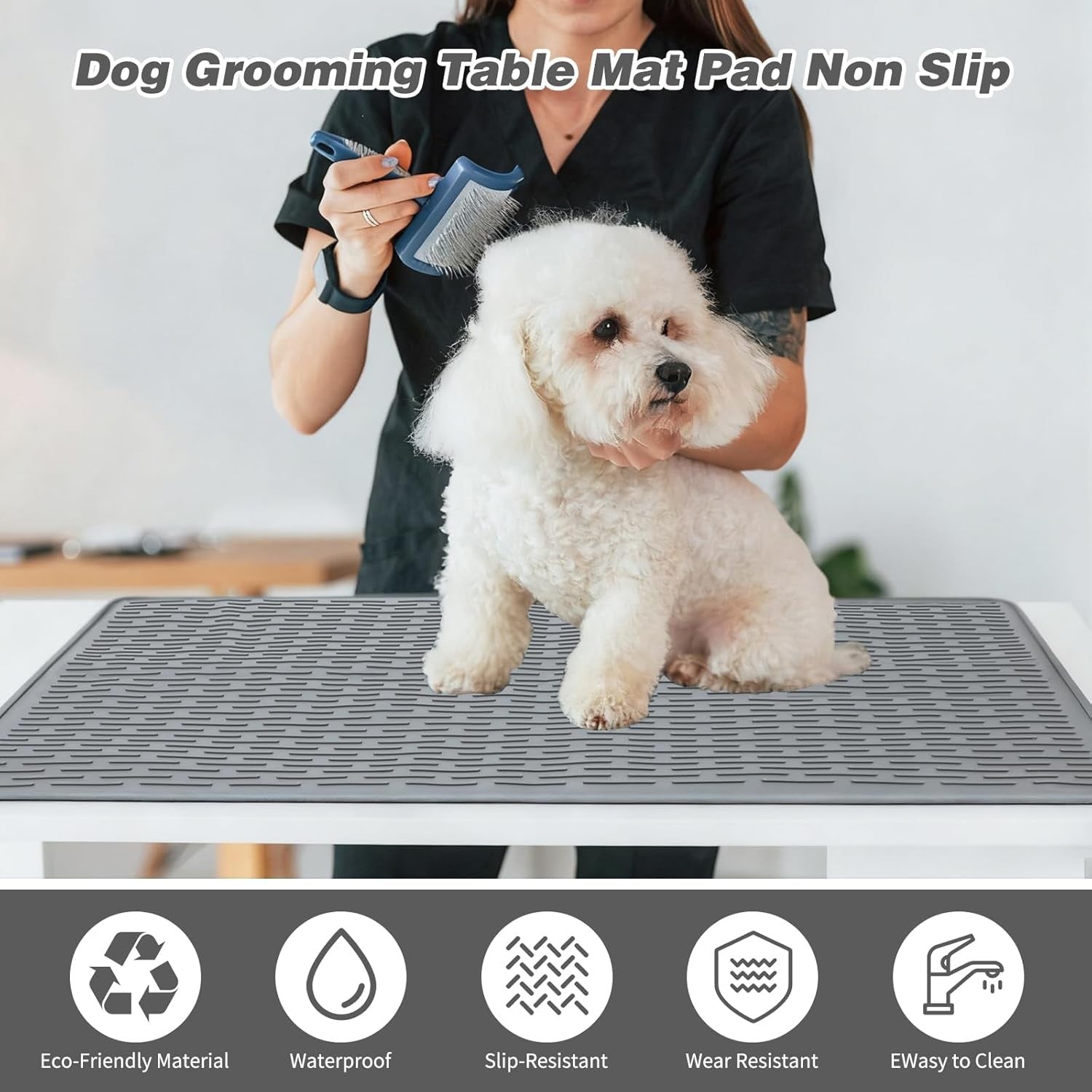 Dog Grooming Table Mat Non Slip Silicone Anti Fatigue Pet Bath Mat
