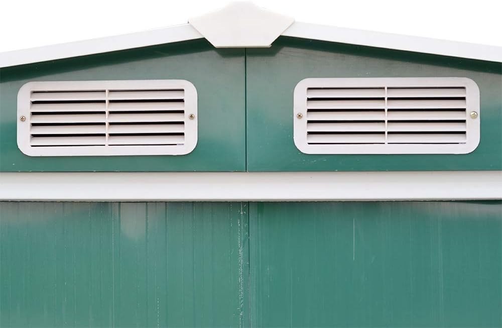 Outdoor Metal Garden Storage Shed Apex Roof 8x6FT Green
