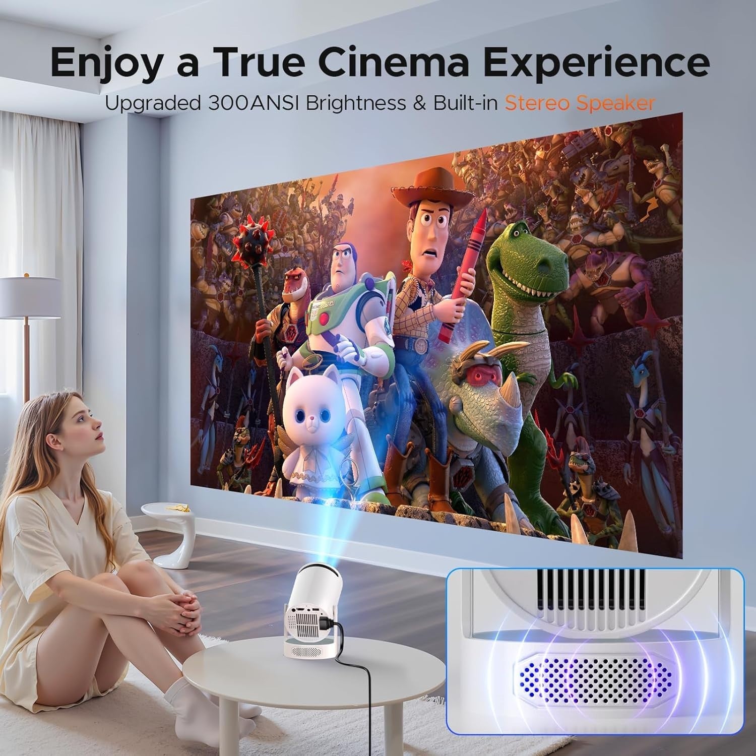 Mini 4K Smart Projector Android 11 WiFi Bluetooth Auto Keystone Home