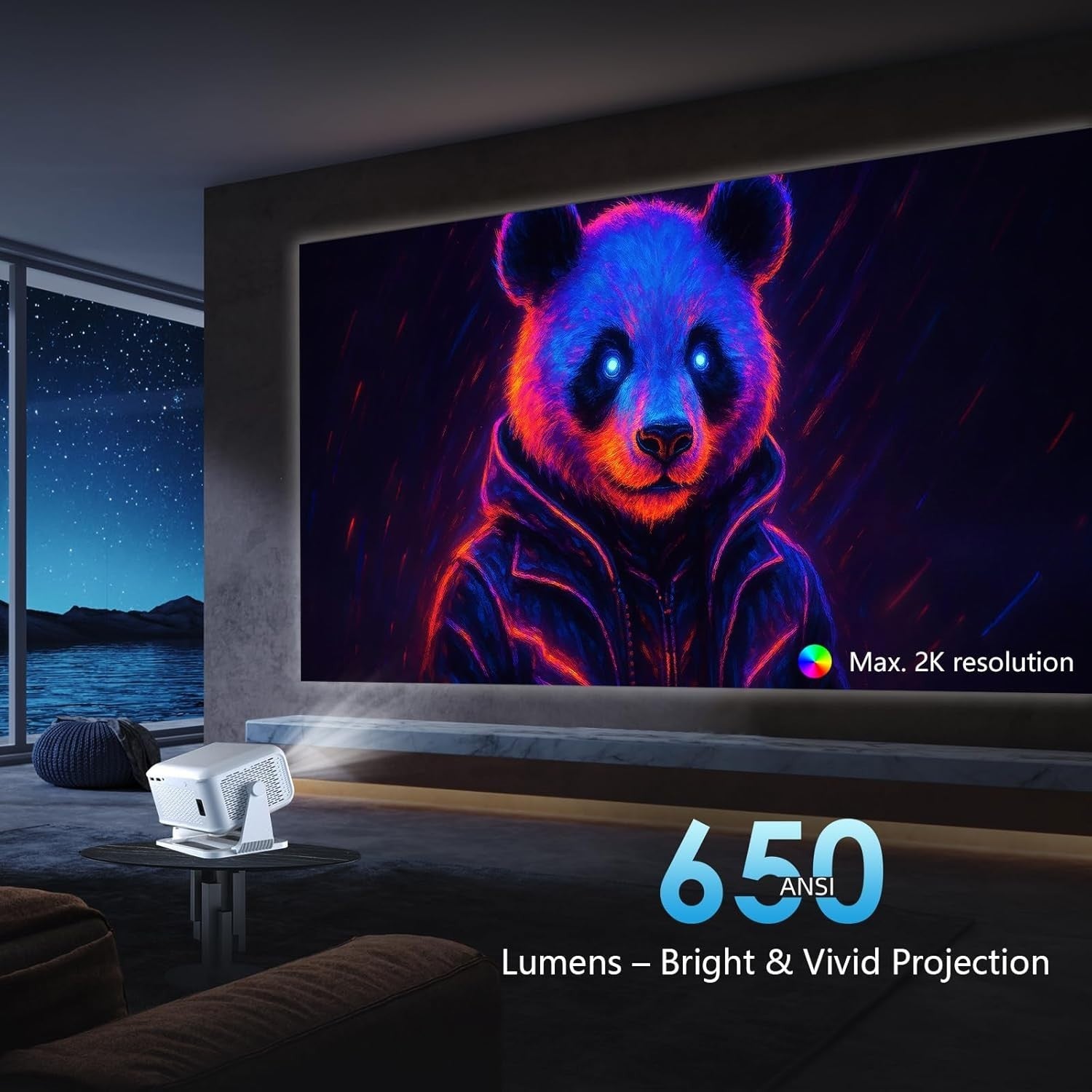 Smart 1080P Projector Netflix Android WiFi 6 Bluetooth Auto Focus