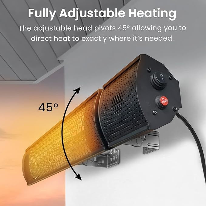 Outdoor Infrared Patio Heater 2000W Wall Mounted Electric Remote Control IP65