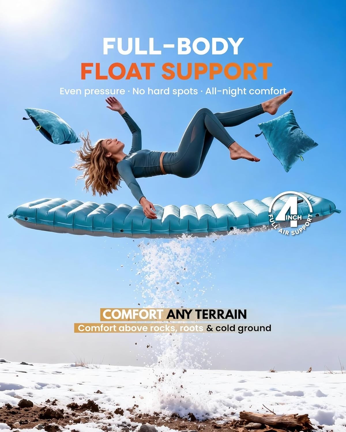 Extra Thick Inflatable Camping Sleeping Pad – Built-In Pump, Portable