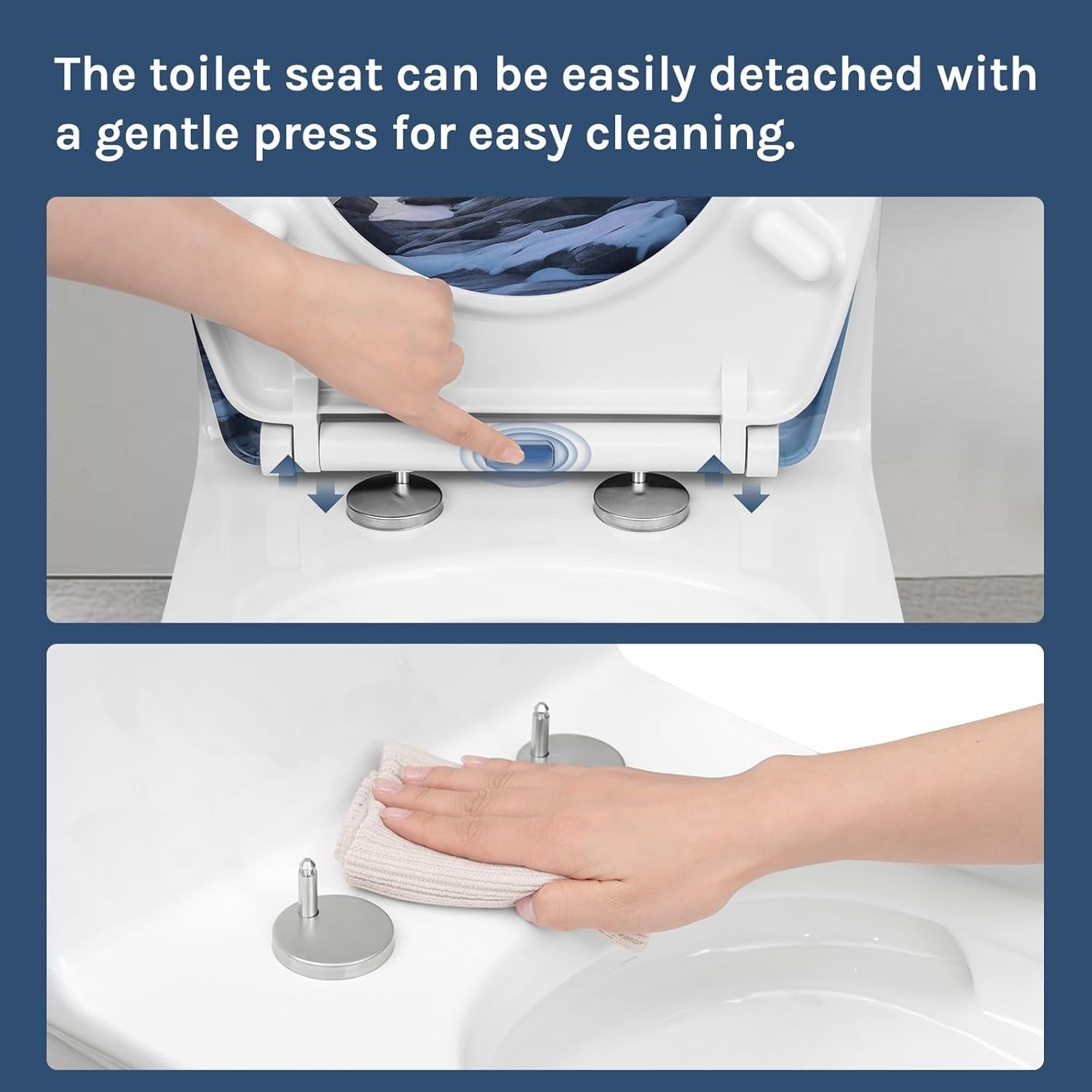 O-Shaped Toilet Seat Soft Close Quick Release Beacon Pattern Top Bottom Mount
