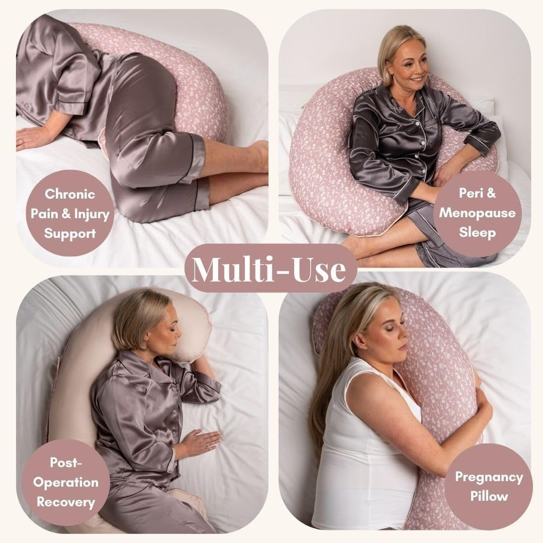 Pregnancy Pillow 5-in-1 Cooling Maternity Body Pillow Adjustable O-Shape Pink