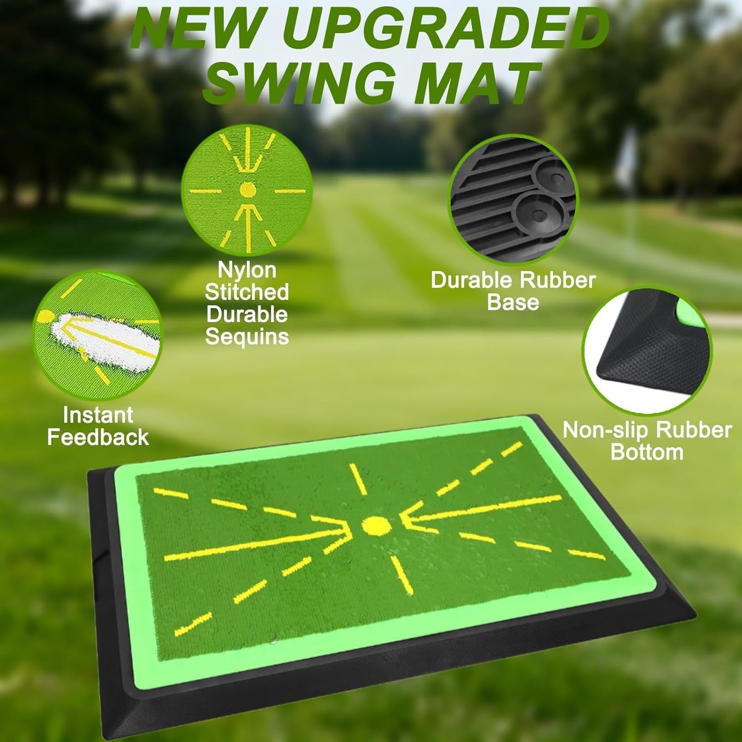 Golf Swing Practice Mat 44x30cm Anti-Slip Swing Path Trainer