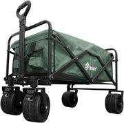 Green 150L Heavy Duty Folding Festival Trolley 330lbs Camping Beach Wagon Cart